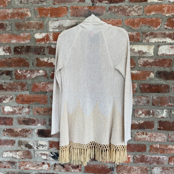 Lilly Pulitzer Tatum Metallic Fringe‎ Open Cardigan Ivory Gold XS - Picture 3 of 7